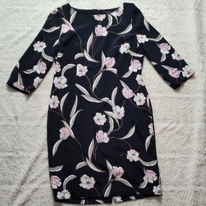 St. John Desert Floral Stretch Silk Sheath Dress Canyon Rose Floral Pattern